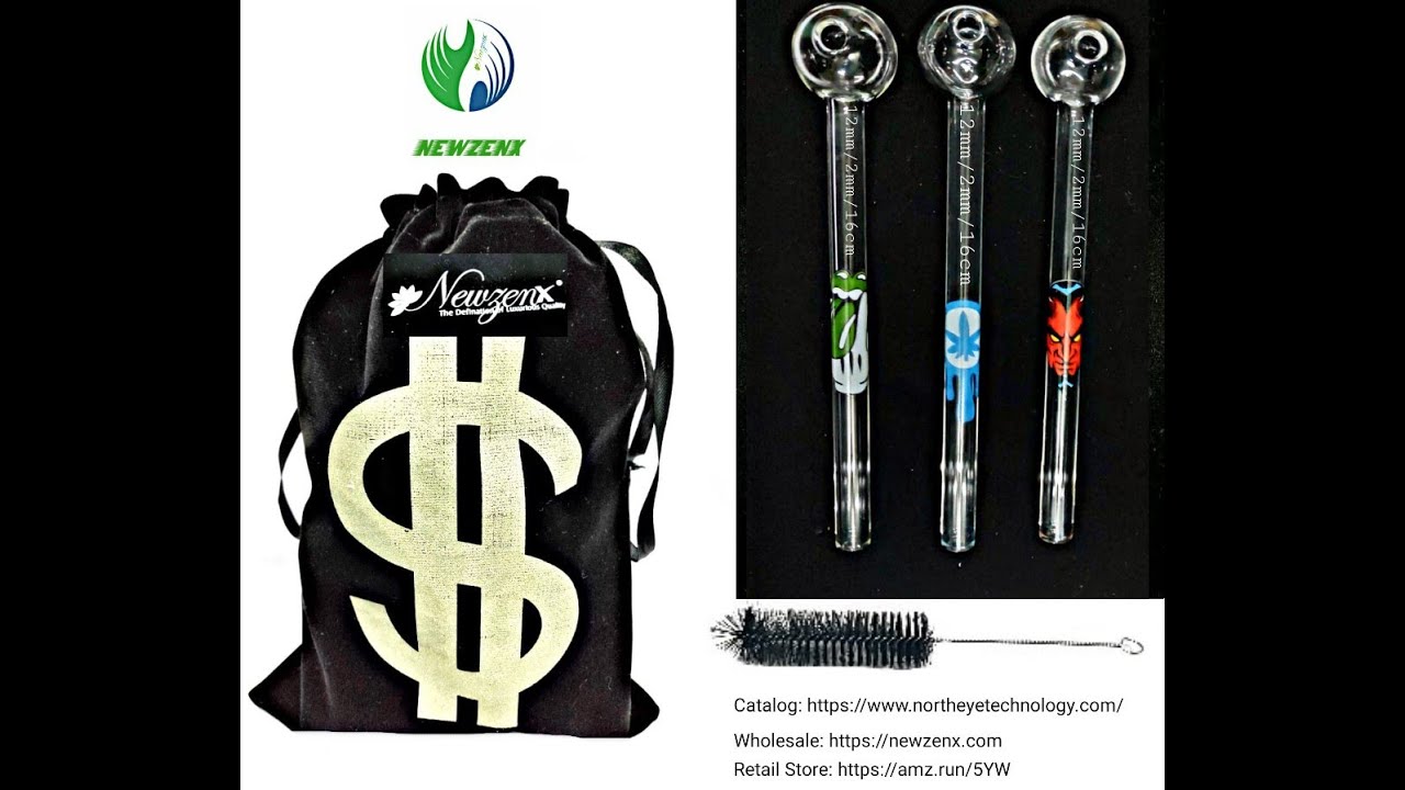 Newzenx&reg; Oil Crystal Pipe 6 Inch Logos Combo Value Pack (3 Pieces Combo Pack) 3 Different Sign