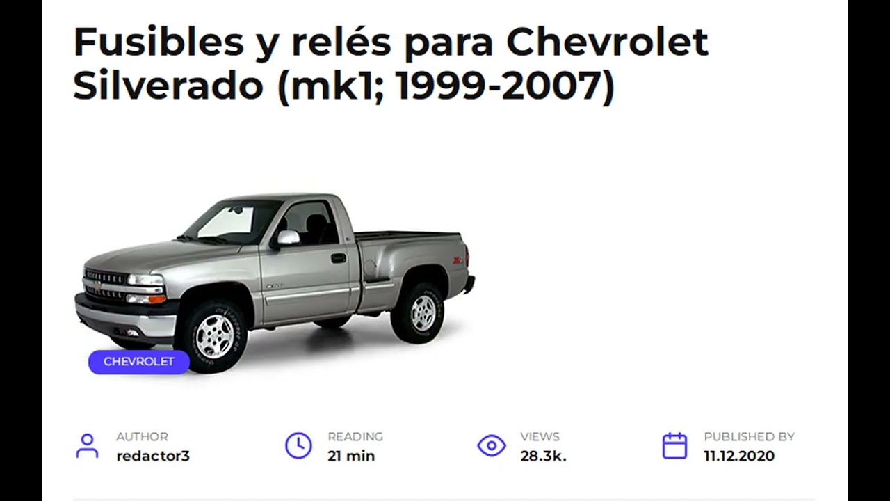 Fusibles y relés para Chevrolet Silverado (mk1; 1999-2007)