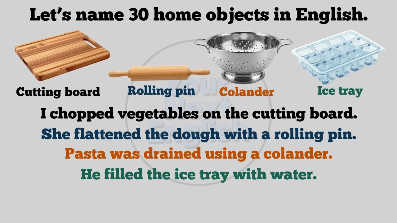Everyday English Vocabulary | 30 Kitchen & Table Objects in Sentences – 3 Days of Practice (Part 4).