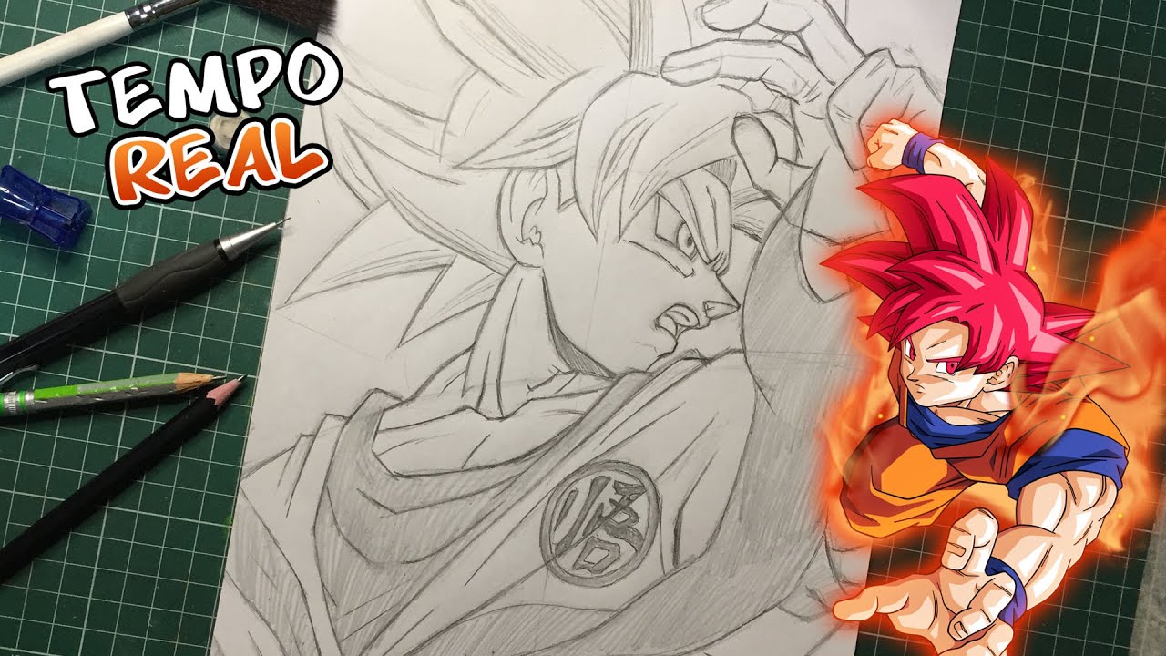 Esboço em tempo real Goku Ssj God [ Dragon Ball Super]