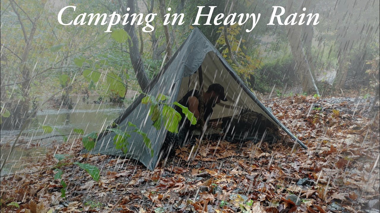 Solo Camping in Heavy Rain - Отдых в брезентовой палатке - Звуковой лагерь для релаксации