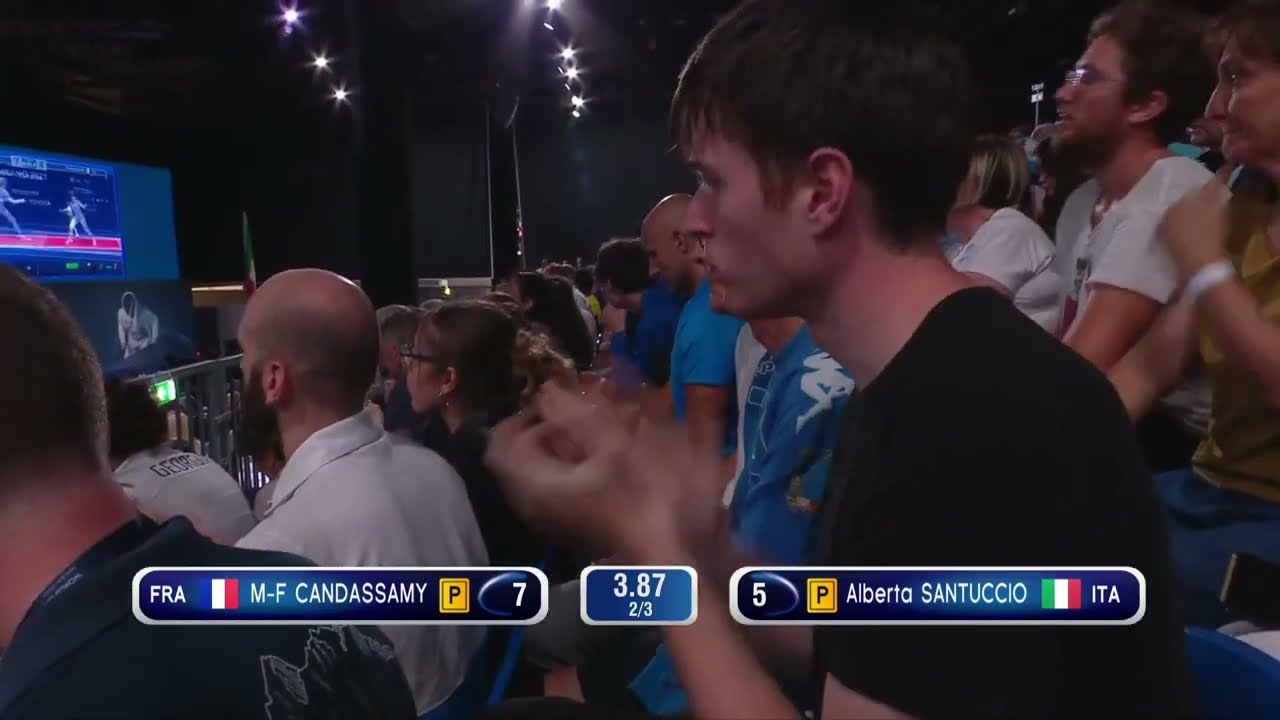 2023 241 P1 01 F E Individual Milano ITA WCH PODIUM SANTUCCIO ITA vs CANDASSAMY FRA