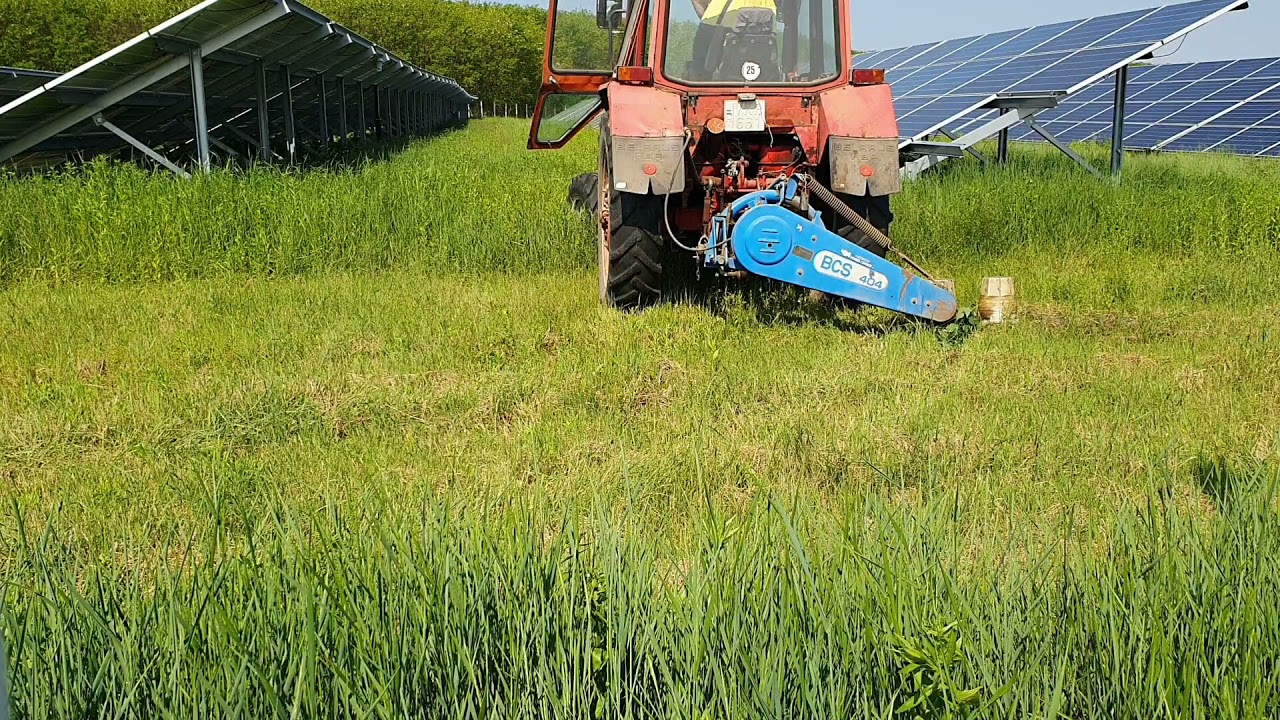 Solar park mowing, kaszálása diszkes kaszával. PALÓC SOLAR KFT