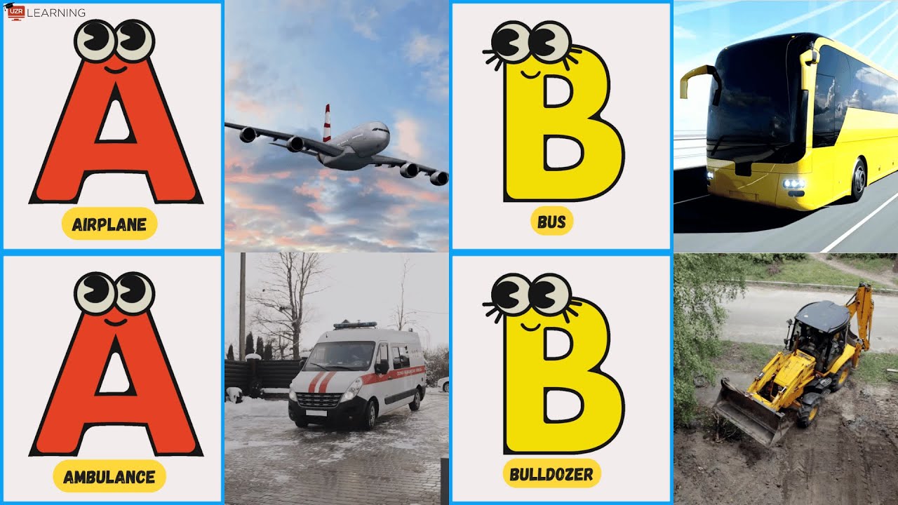 ABC Vehicle Phonics Song 🚗✈️🛳️ | A to Z Vehicles with Sounds & Repetition for Kids | UZR Learning