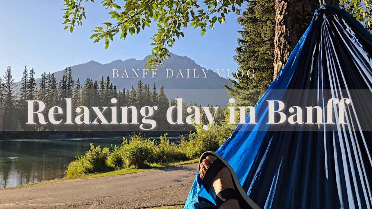 [バンフ日常vlog] 湖まで自転車 | ハンモックでリラックス | 川辺でピクニック | Relaxing day in Banff