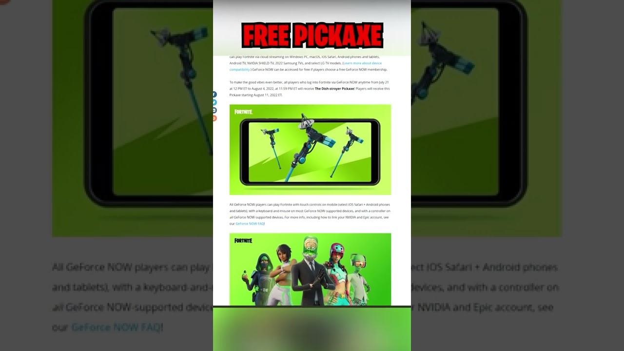 FREE PICKAXE (GEFORCE NOW) #shorts