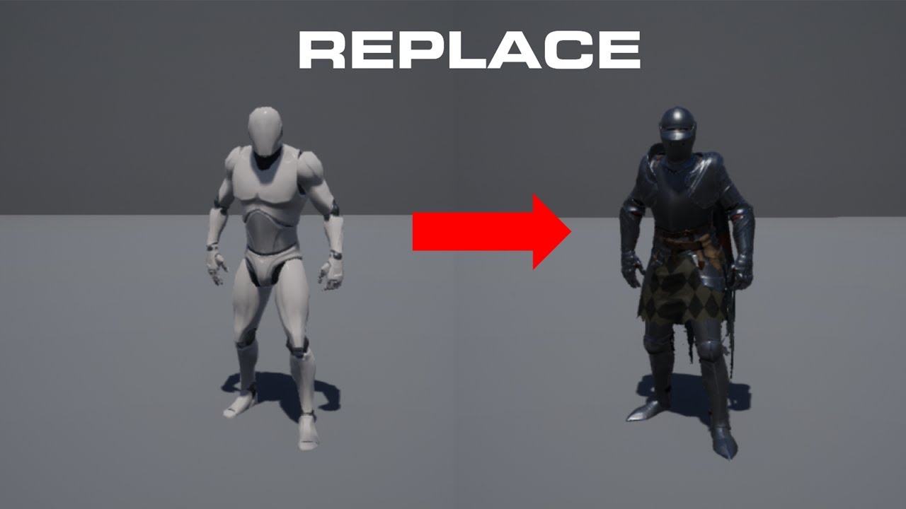 Как заменить персонажа-манекена в Unreal Engine