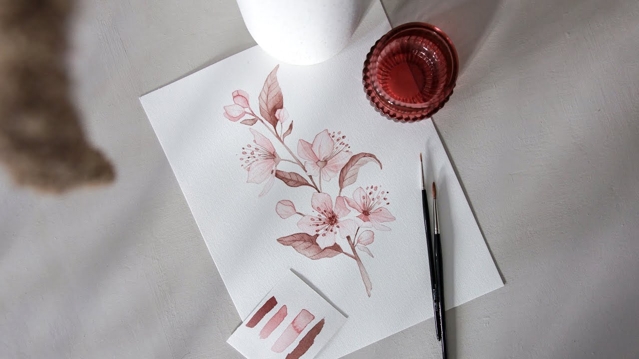 Spring Blossom watercolor full tutorial