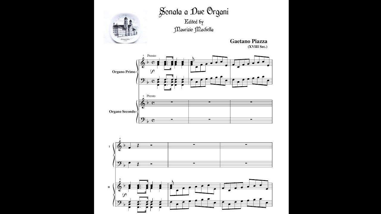 Gaetano Piazza (XVIII c.).Sonata a 2 Organi (original work) edited by Maurizio Machella