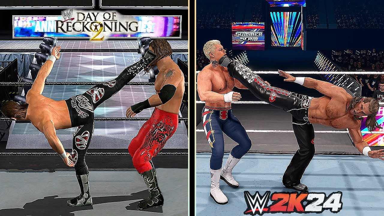 WWE 2K24 Vs. WWE Day of Reckoning 2 !!! (Epic Finishers Comparison)