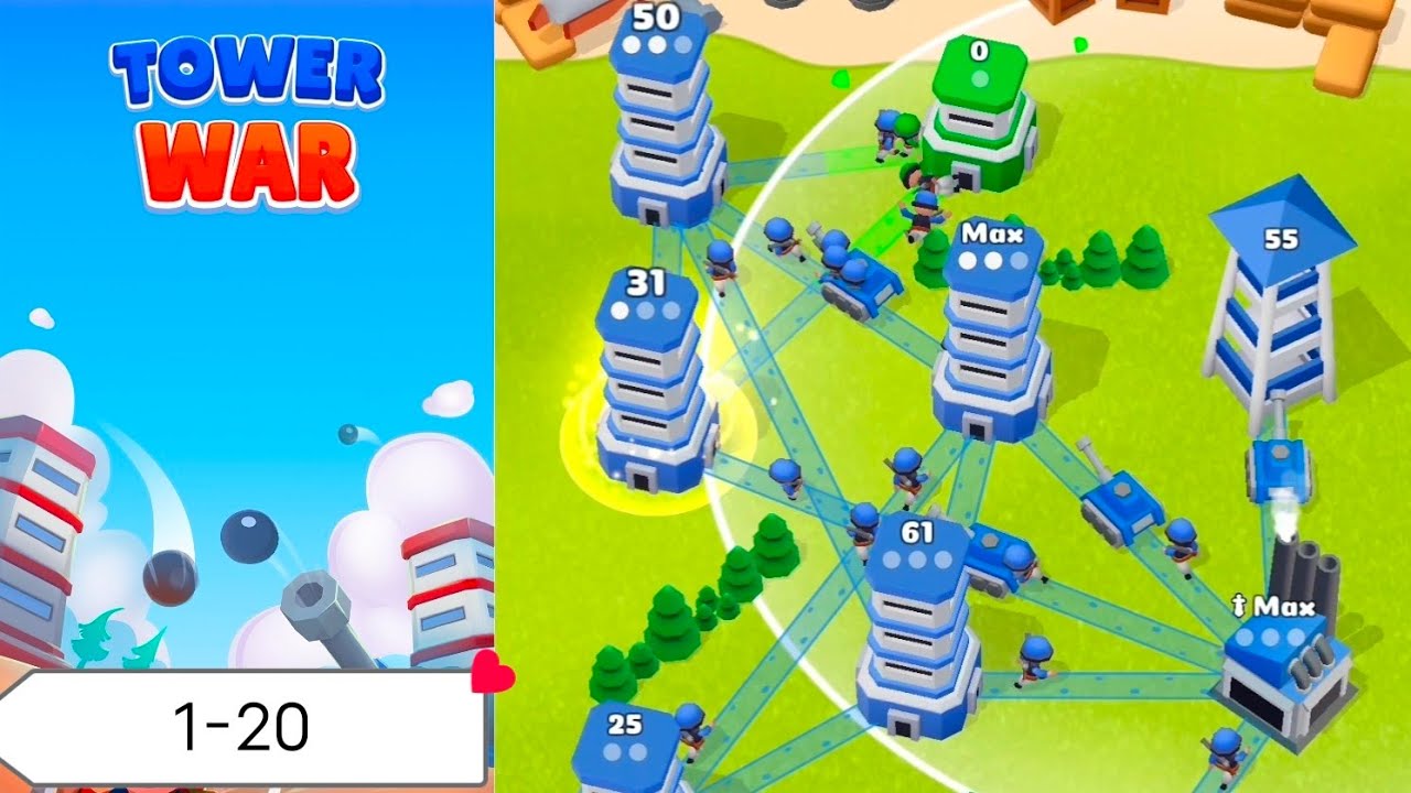 Tower War Android Gameplay | Levels 1 - 20 | #androidgameplay  #towerwar  #gaming