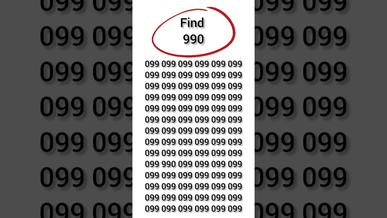 find the hidden number 990 #find #numberpuzzle