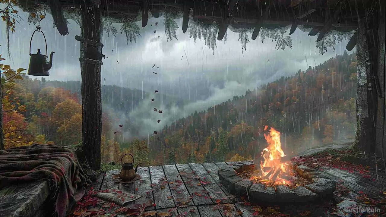 Kaminwärme & leiser Regen im Herbst – Sanfte Geräuschkulisse für entspannte Abende zu Hause