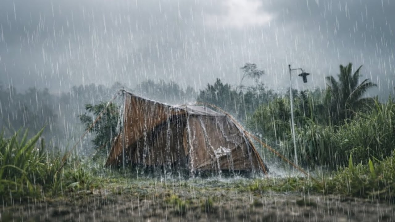 REALLY ‼️ SUPER VERY HEAVY RAIN CAMPING FOR RELAXING || Camping in Heavy Rain