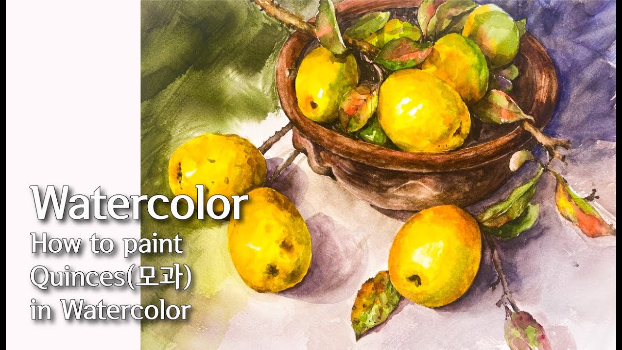 수채화로 모과 그리기 수채화 과일 그리기How to paint fruit  in watercolor painting #수채화랑 