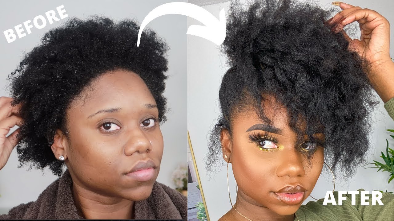 SUPER Cute And EASY Hairstyle For Awkward/Short Length 4b/c Natural Hair - On STRETCHED Hair