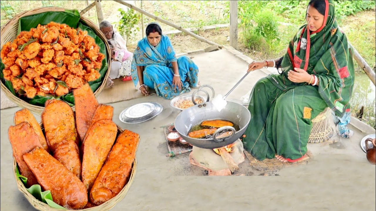 আজ বানালাম ফুলকপির পপকর্ন পকোড়া আর মুচমুচে বেগুনি, শীতকালে চায়ের সাথে একদম জমে যাবে