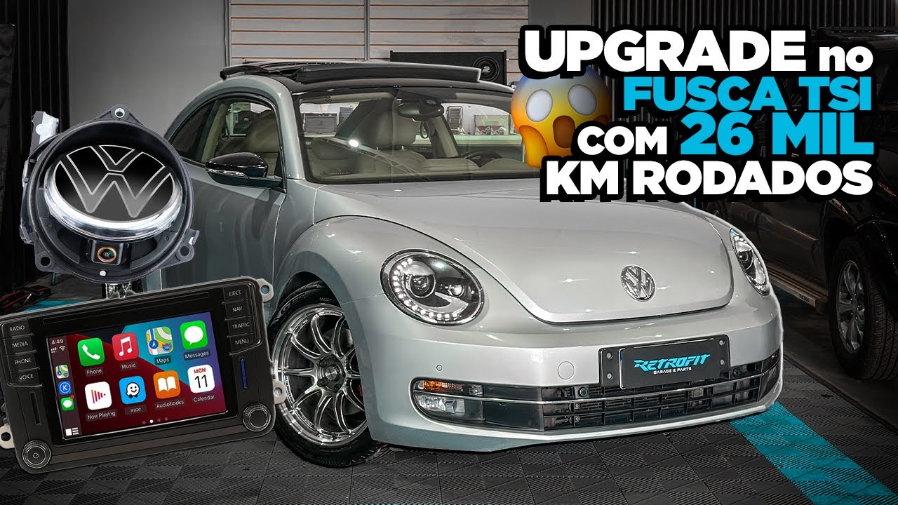 Upgrade no Fusca TSI: Multimídia MIB2 + Câmera de Ré Retrátil na Logo VW! 🚗🔧