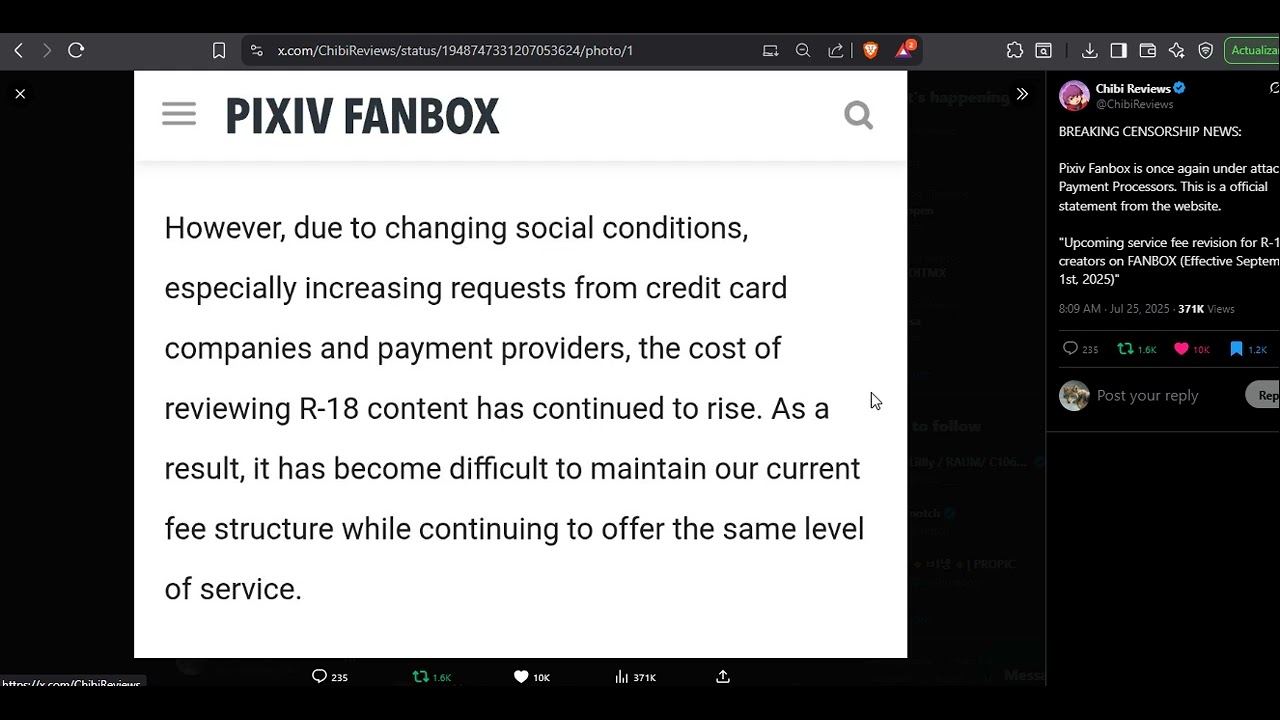 Pixiv fanbox is getting screwed and its users because of payment processors