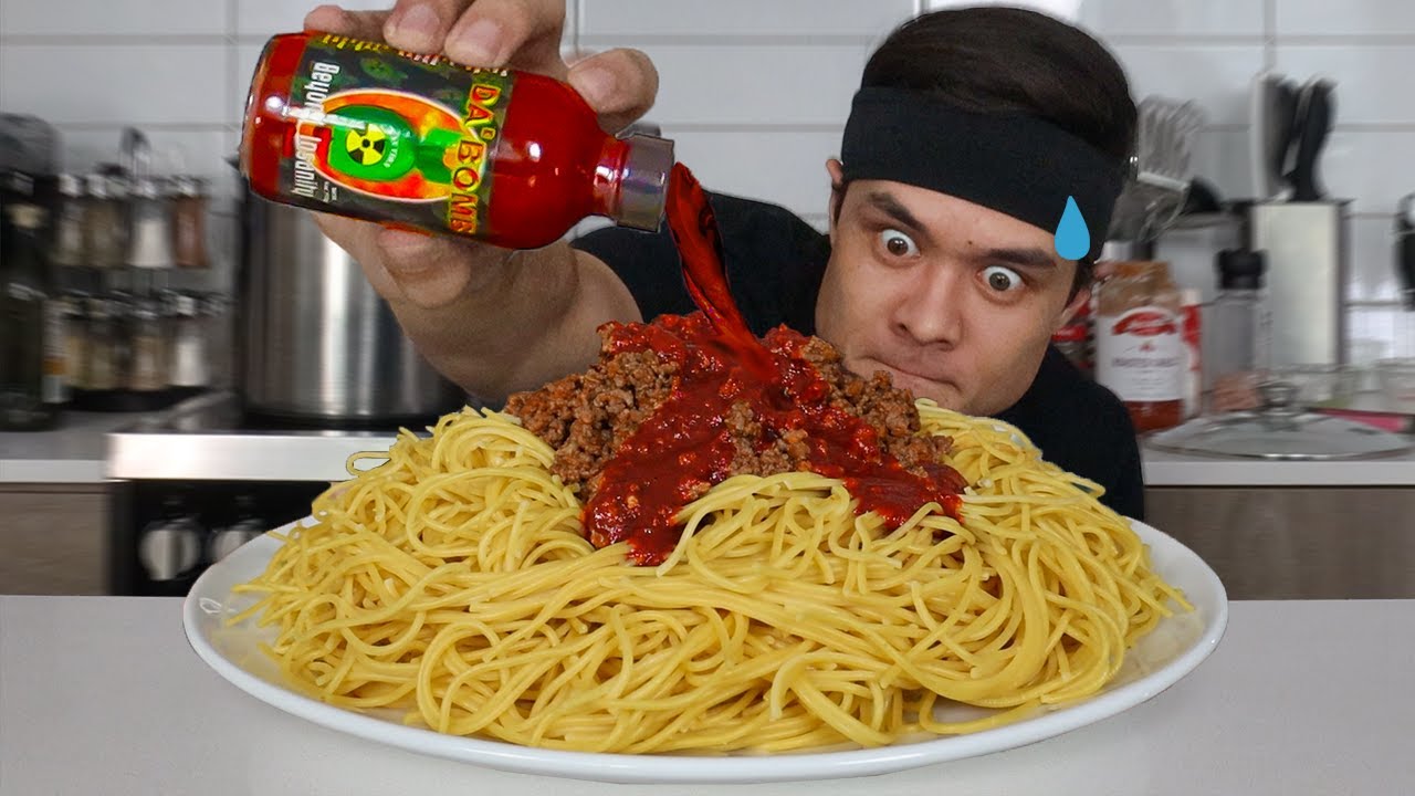 The Spiciest Spaghetti EVER...(ft. Whole bottle of 'Da Bomb')