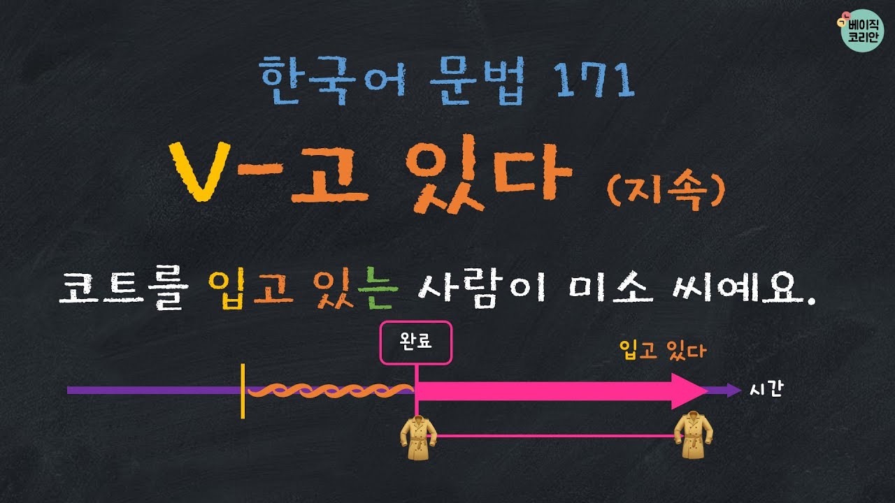 한국어문법 171: V-고 있다 (지속) (Quiz PDF ↓)| 한국어배우기 | Korean Grammar with Basic Korean