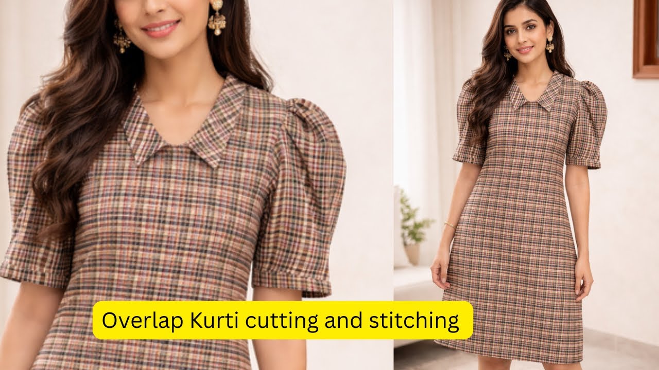 Coat Collar neck Kurti Cutting And Stitching || Trending Flap collar kurti |overlap collar Kurti 