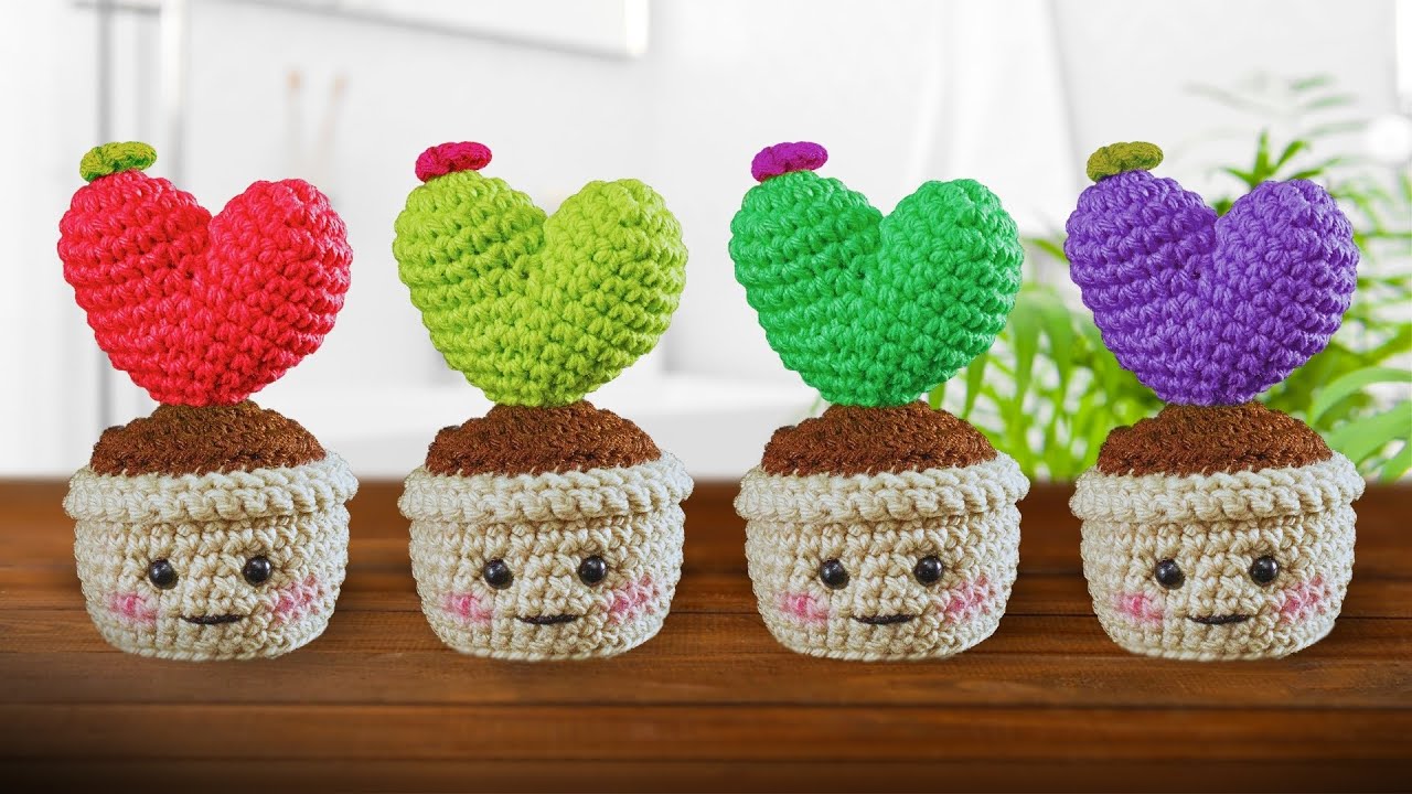 🌵 Cactus Corazón a Crochet 🪴💖 – ¡El regalo perfecto! | Tutorial Paso a Paso
