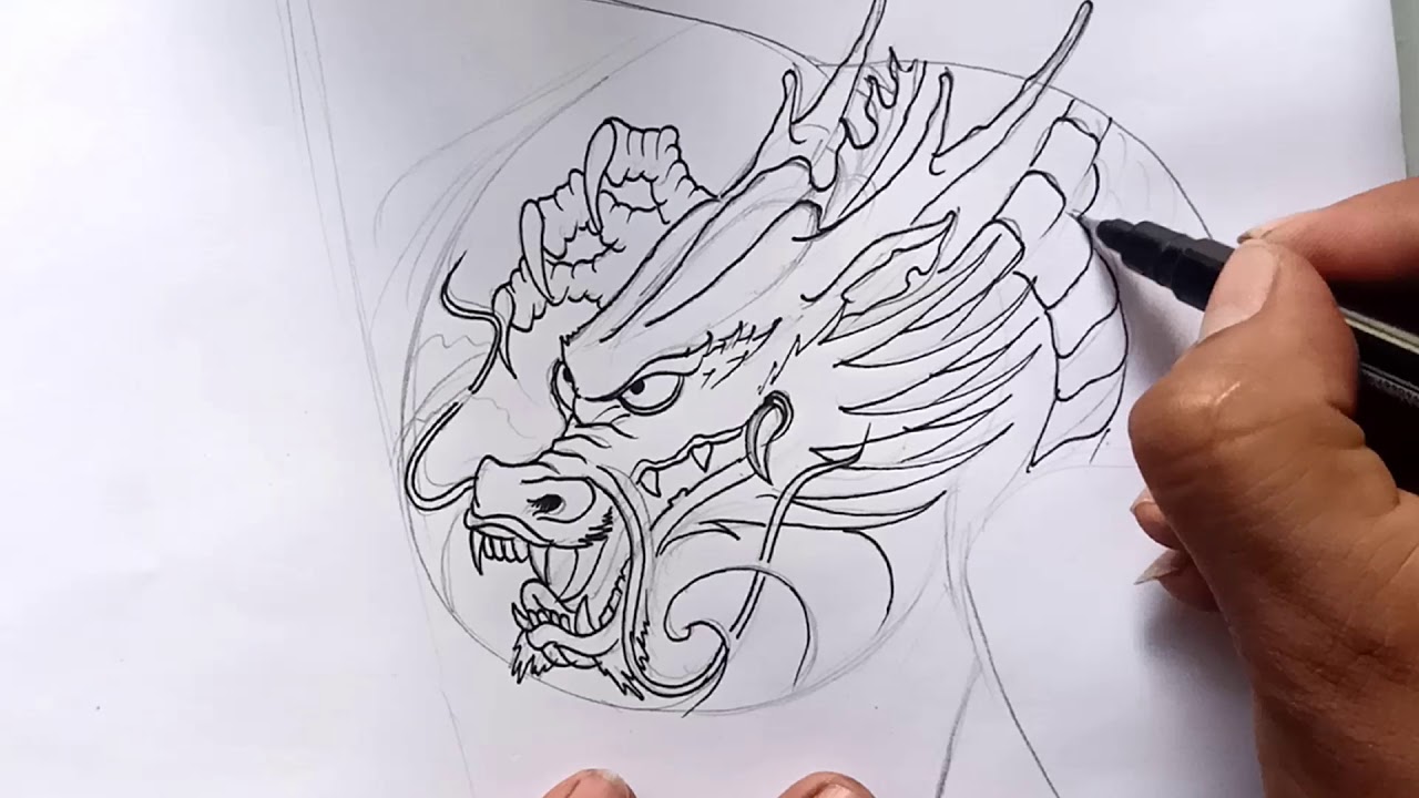 dragon drawing for tattoo-dragon tattoo model on chest
