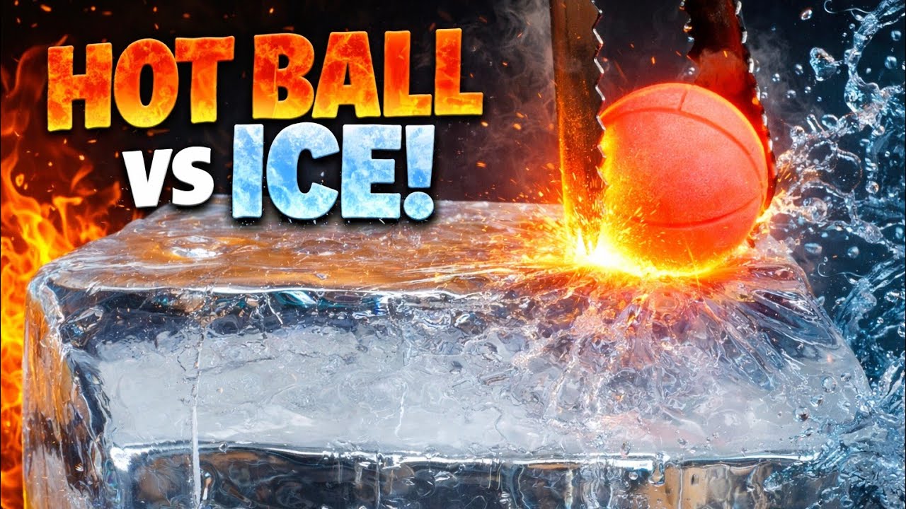 EXPERIMENT Glowing 1000 degree METAL BALL vs  ice 🧊 