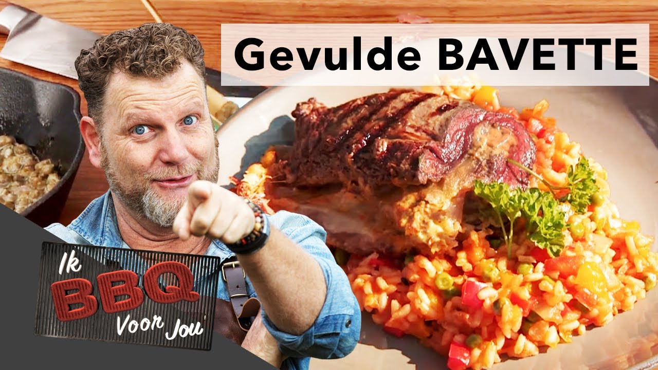 BBQ recept | Gevulde BAVETTE met ham, kaas en hoemoes | Ik BBQ voor jou