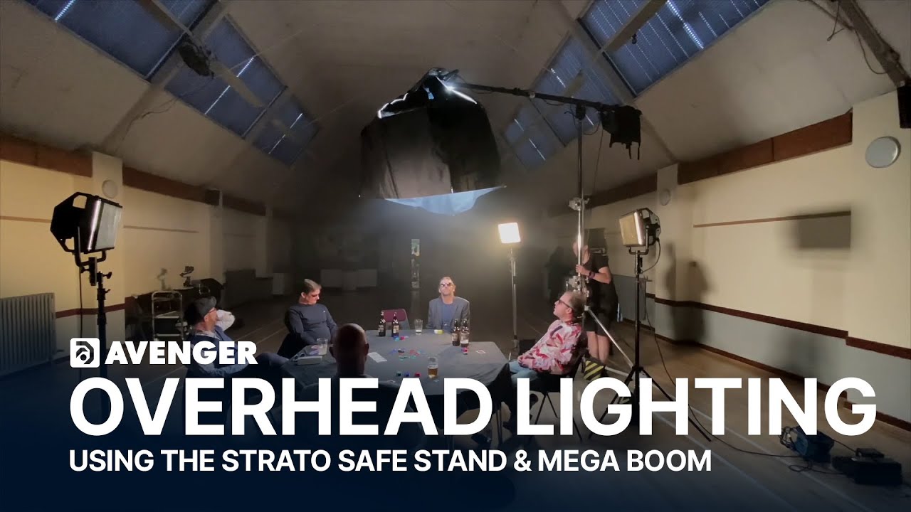 Overhead film lighting with the Avenger Strato Safe and Manfrotto Mega Boom