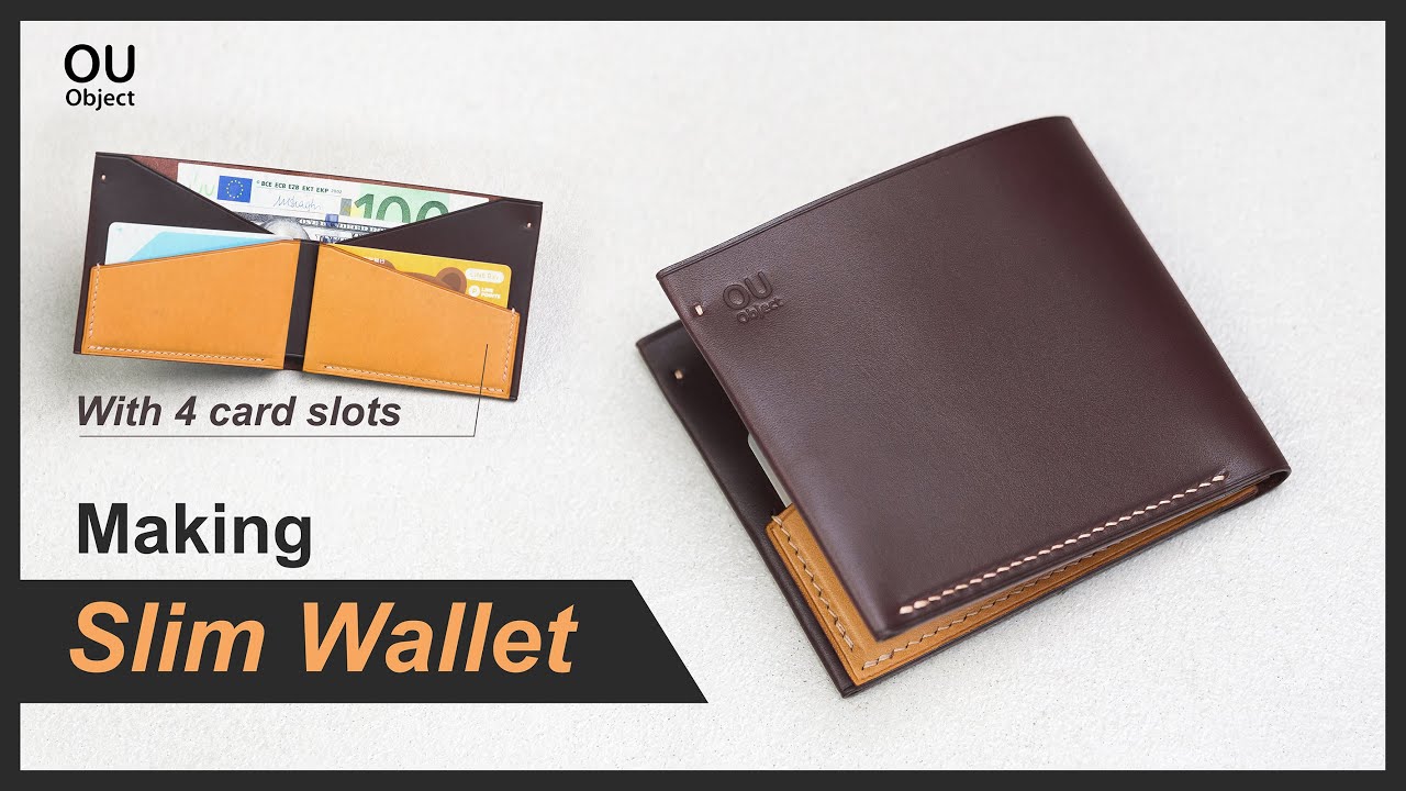 Leather | Making simple slim wallet with 4 card slots / bi-fold wallet / purse/DIY / free pattern