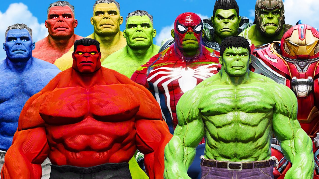 World War Hulk - Hulk Colorful Army VS Team Hulk & Spider Hulk & Hulkbuster - Epic Battle