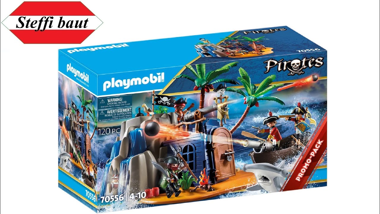 PLAYMOBIL Pirates 70556 Pirate Island with Treasure Hiding Place and Floating Boat unboxing & build
