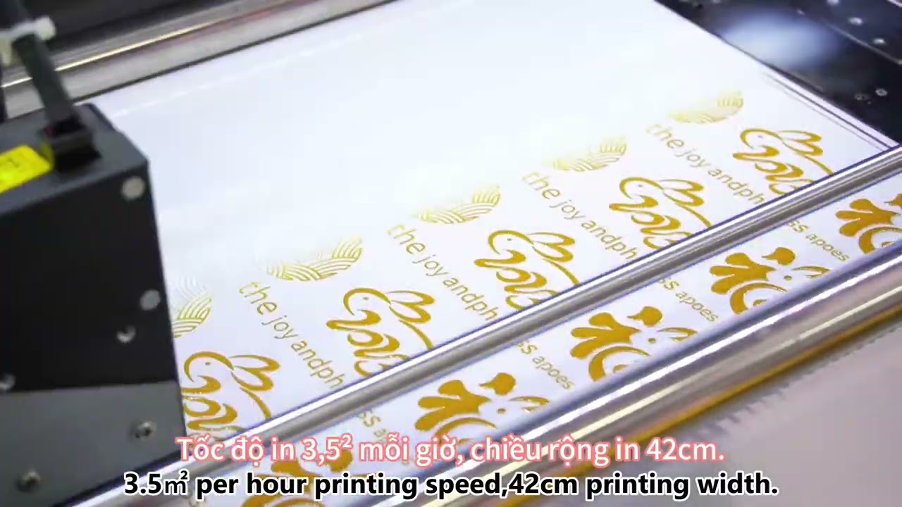 Titanjet A2 UV DTF printer is newly upgraded,with a speed of 3.5 ㎡/h,a printing width of 42cm.