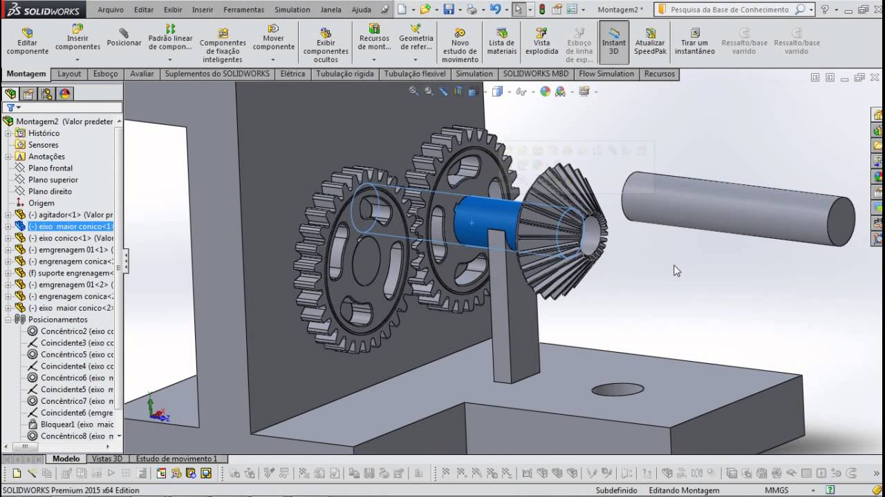 Aula 104 - Simulação de Movimento Parte 1 - Solidworks - Marcelo Pereira