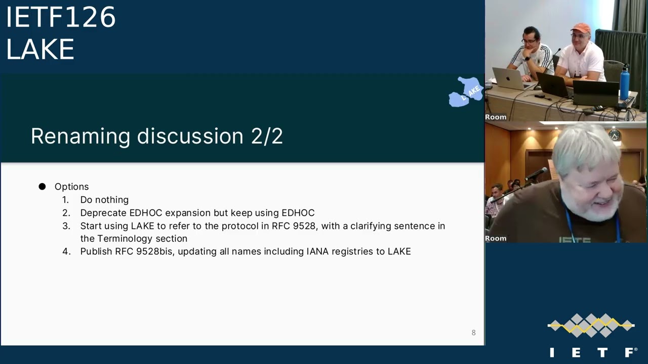 IETF 126: Lightweight Authenticated Key Exchange (LAKE) 2026-07-20 14:30