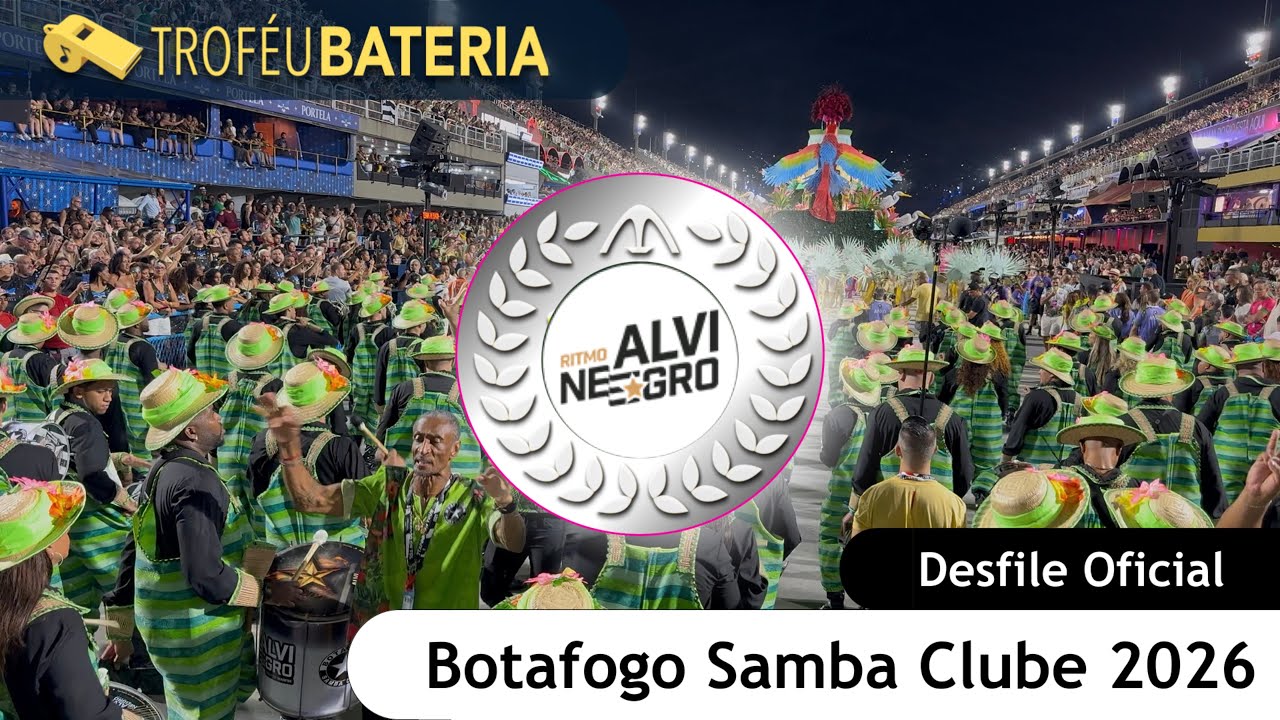 Bateria da Botafogo Samba Clube no desfile da Série Ouro de 2026