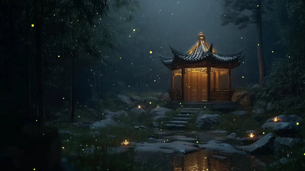Night Temple Ambience – Rain Sounds for Deep Sleep
