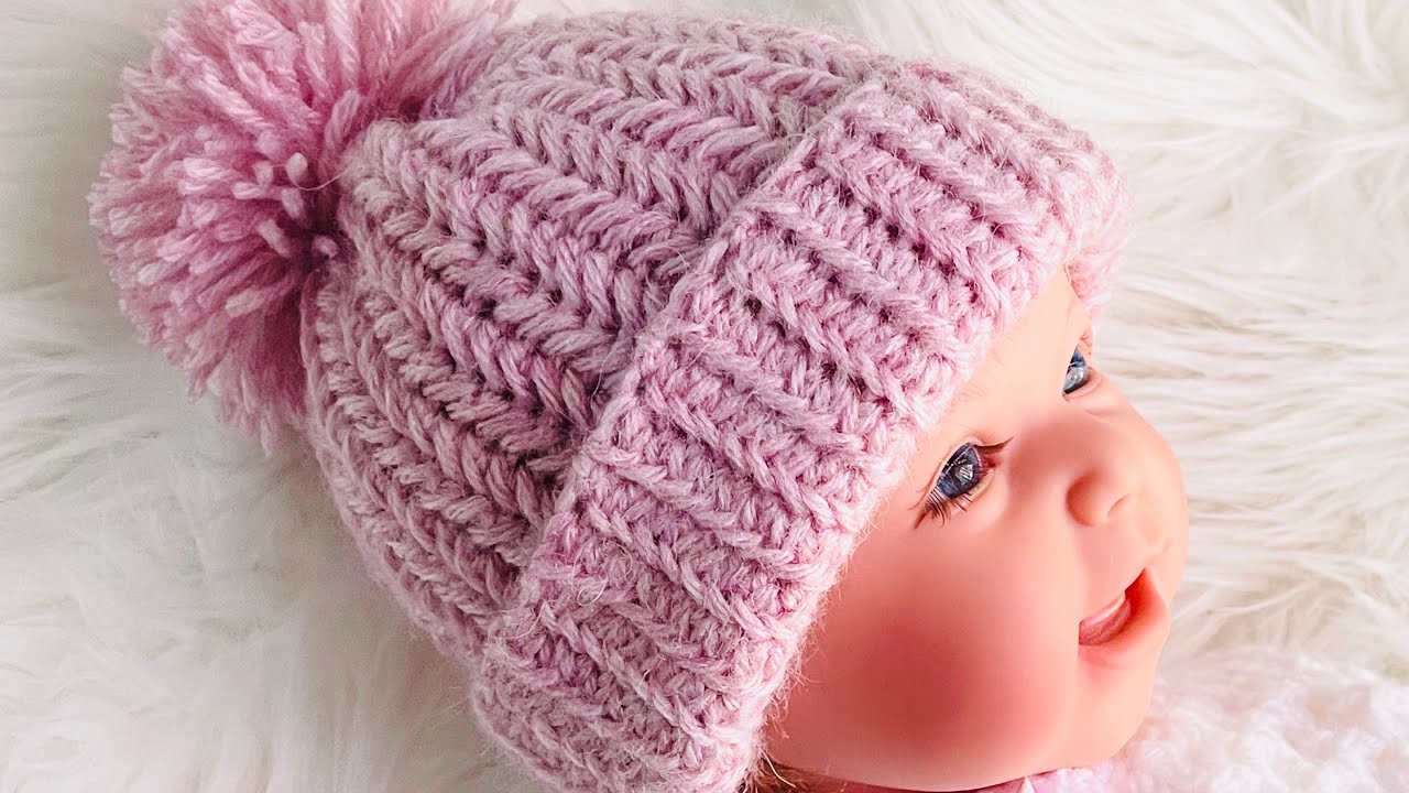 Single Crochet Herringbone Baby Hat Pattern: Super Easy for beginners w/ Measurements for all sizes