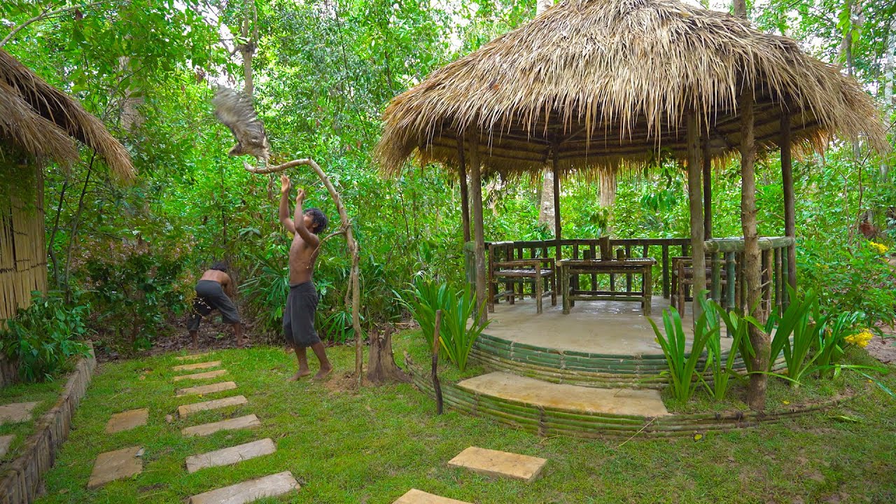 Build The Most Beautiful Bamboo Sitting Room Near Bamboo Villa
