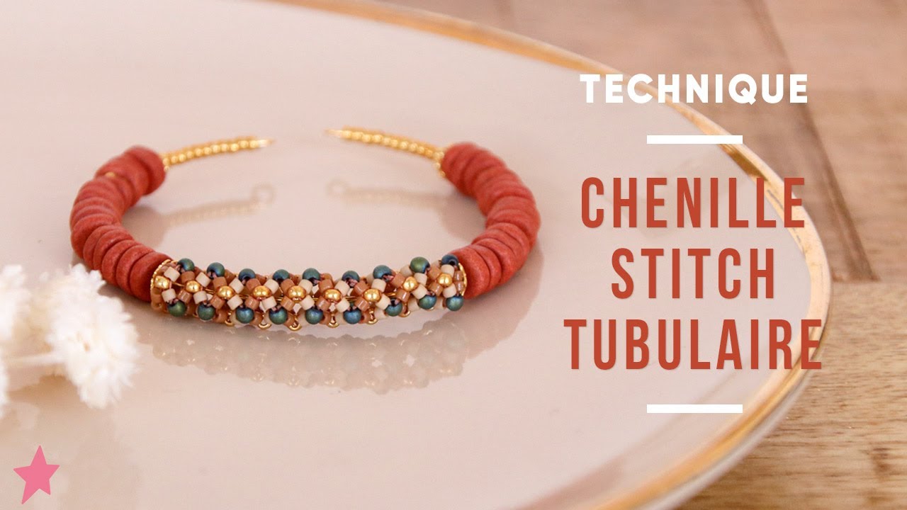TECHNIQUE | Bracelet Chenille Stitch Tubulaire et perles heishi céramique Terracotta