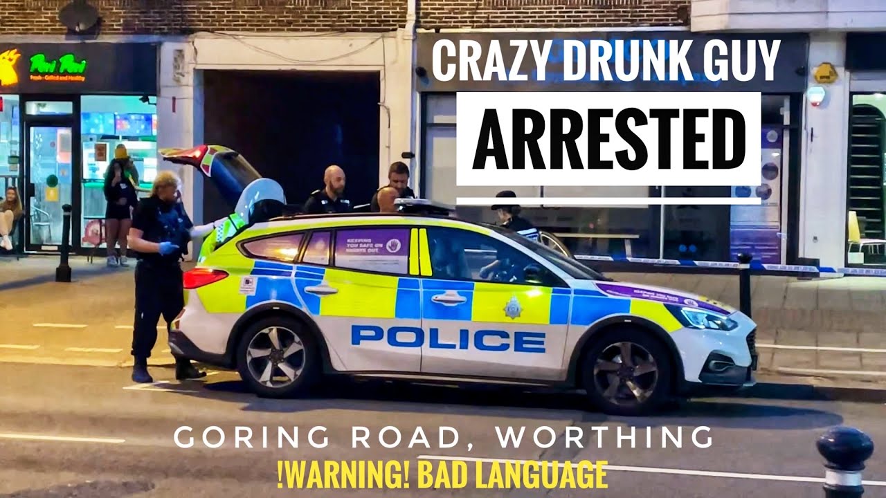 ARRESTED! Crazy Drunk Guy Climbs Buildings AGAIN.. at Goring Road #worthing #arrested #police #drunk