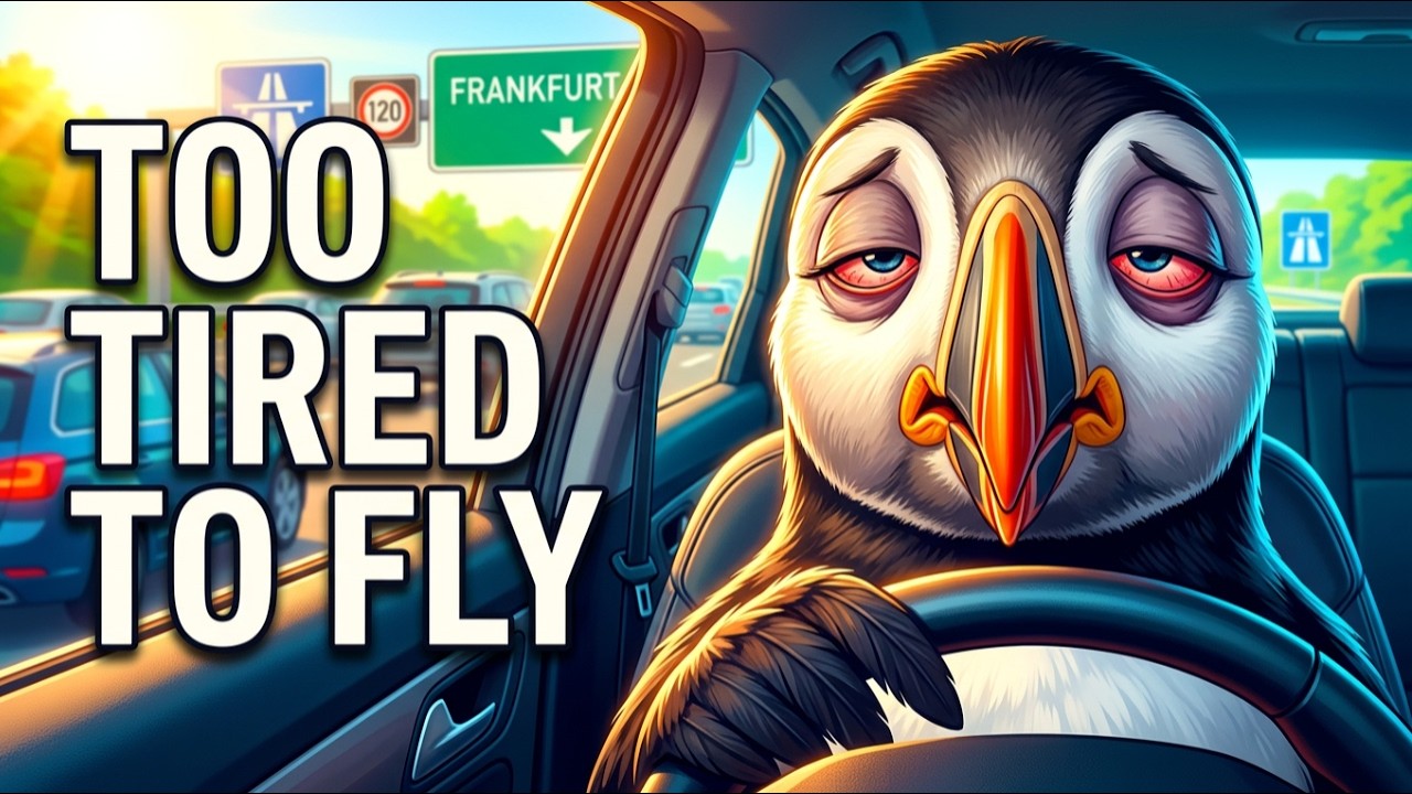 Tired commuting on highway to Frankfurt, early spring drive