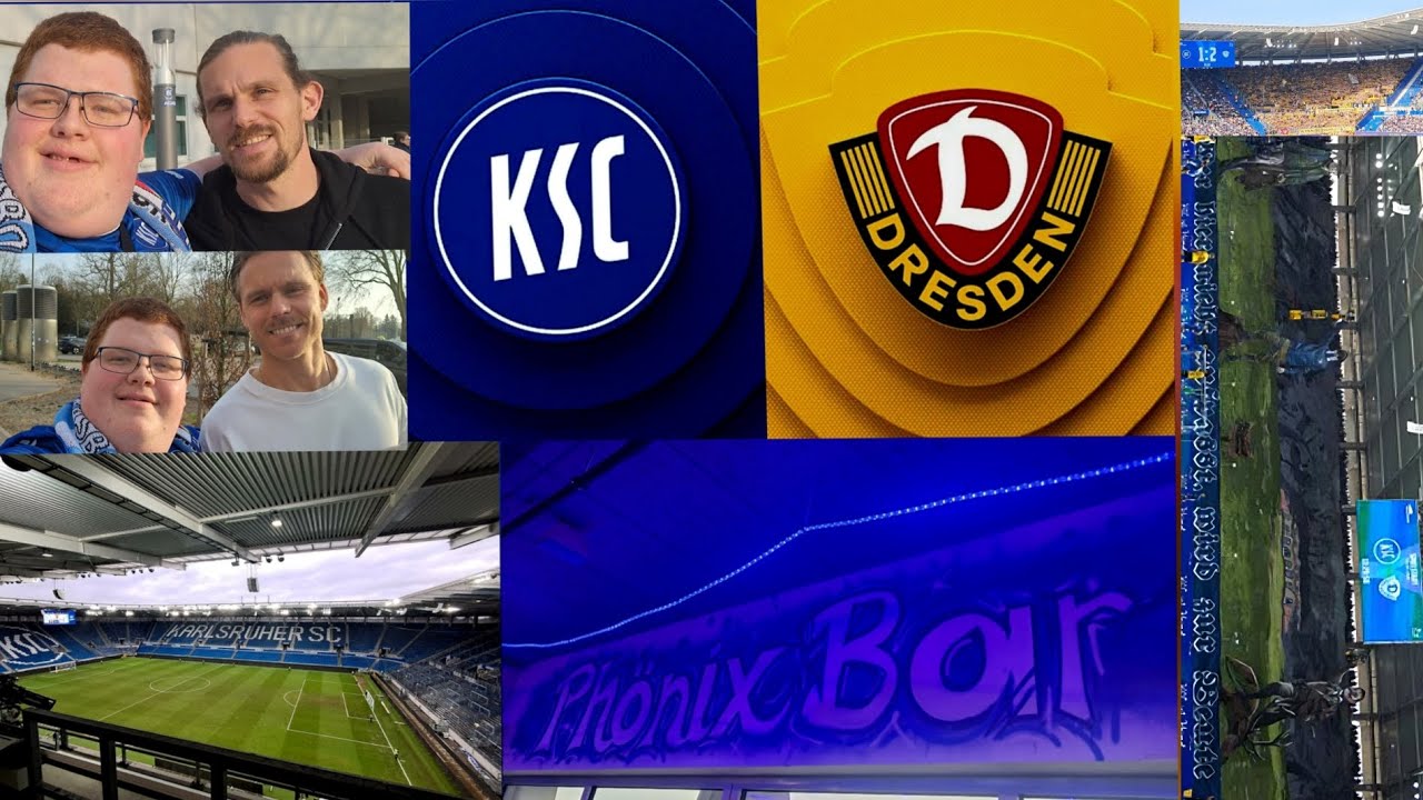 KARLSRUHER SC🔵🆚️DYNAMO DRESDE🟡. DRAMA,SPANUGN UND FEUER  6 TORE +  DIE PHÖNIX BAR + STICKERTOUR 