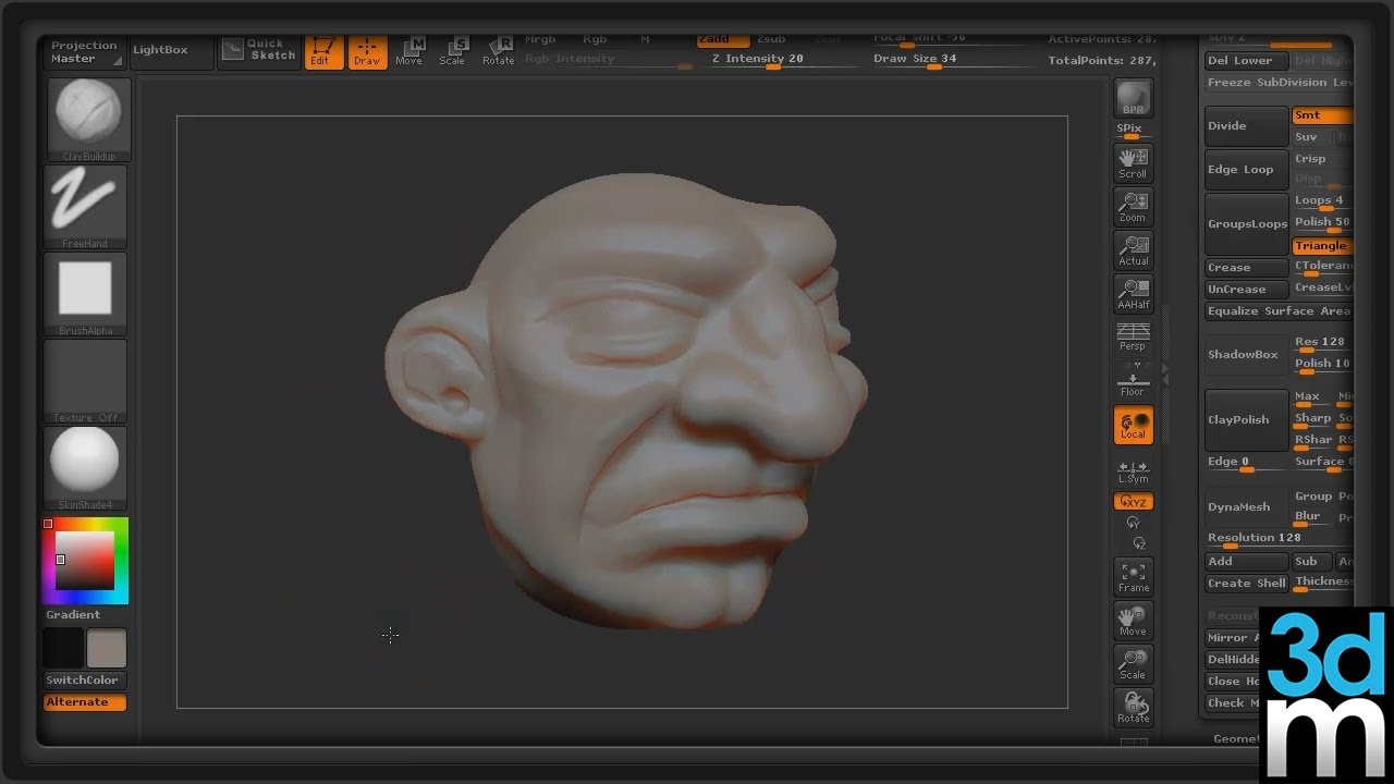 Dynamesh Sculpting in zBrush (3dmotive)