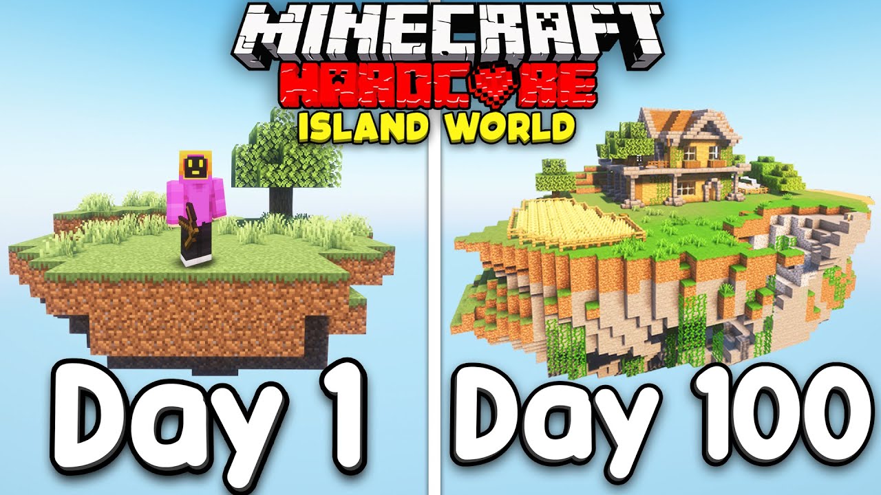 I Survived 100 Days Of Minecraft Hardcore In A Floating Island World!