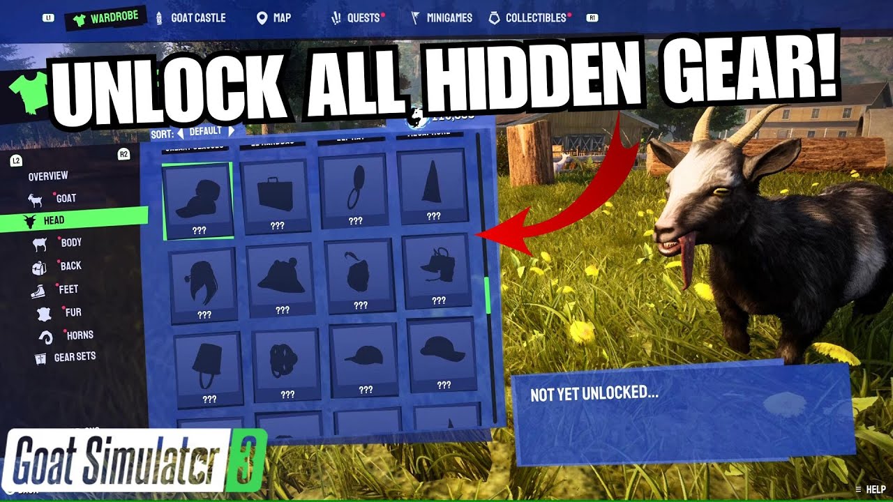 UNLOCK ALL HIDDEN GEAR! (Timestamps) Goat Simulator 3!