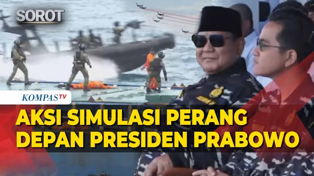 Aksi Simulasi Perang di Tengah Laut Prajurit TNI Depan Prabowo dalam Parade Kapal Perang TNI AL