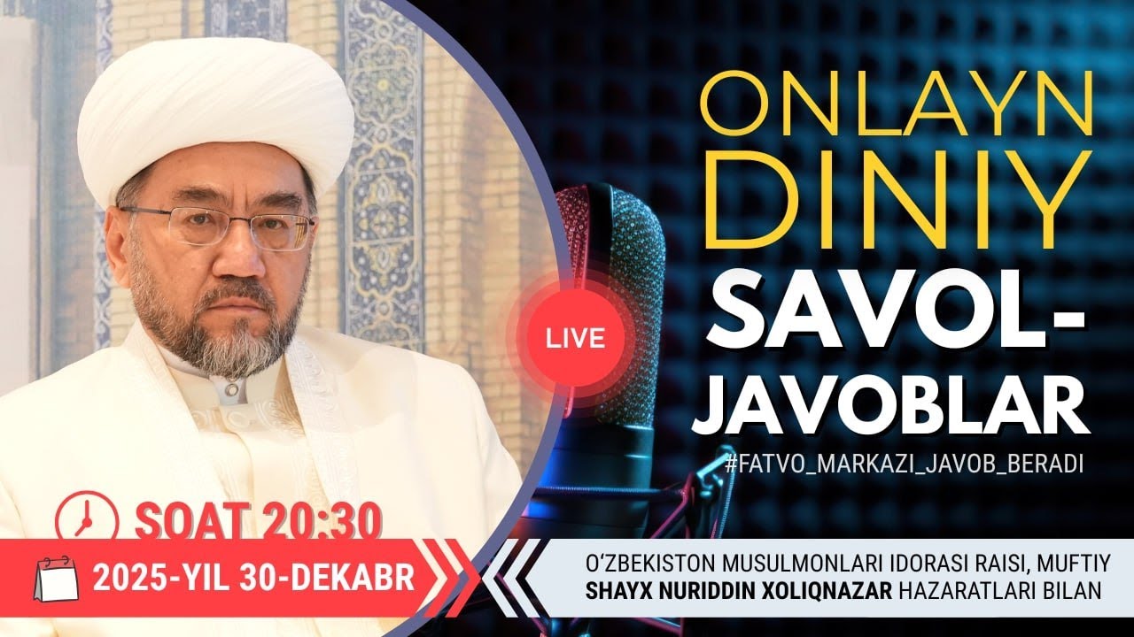 ONLAYN DINIY SAVOL-JAVOBLAR 25-SON 30.12.2025